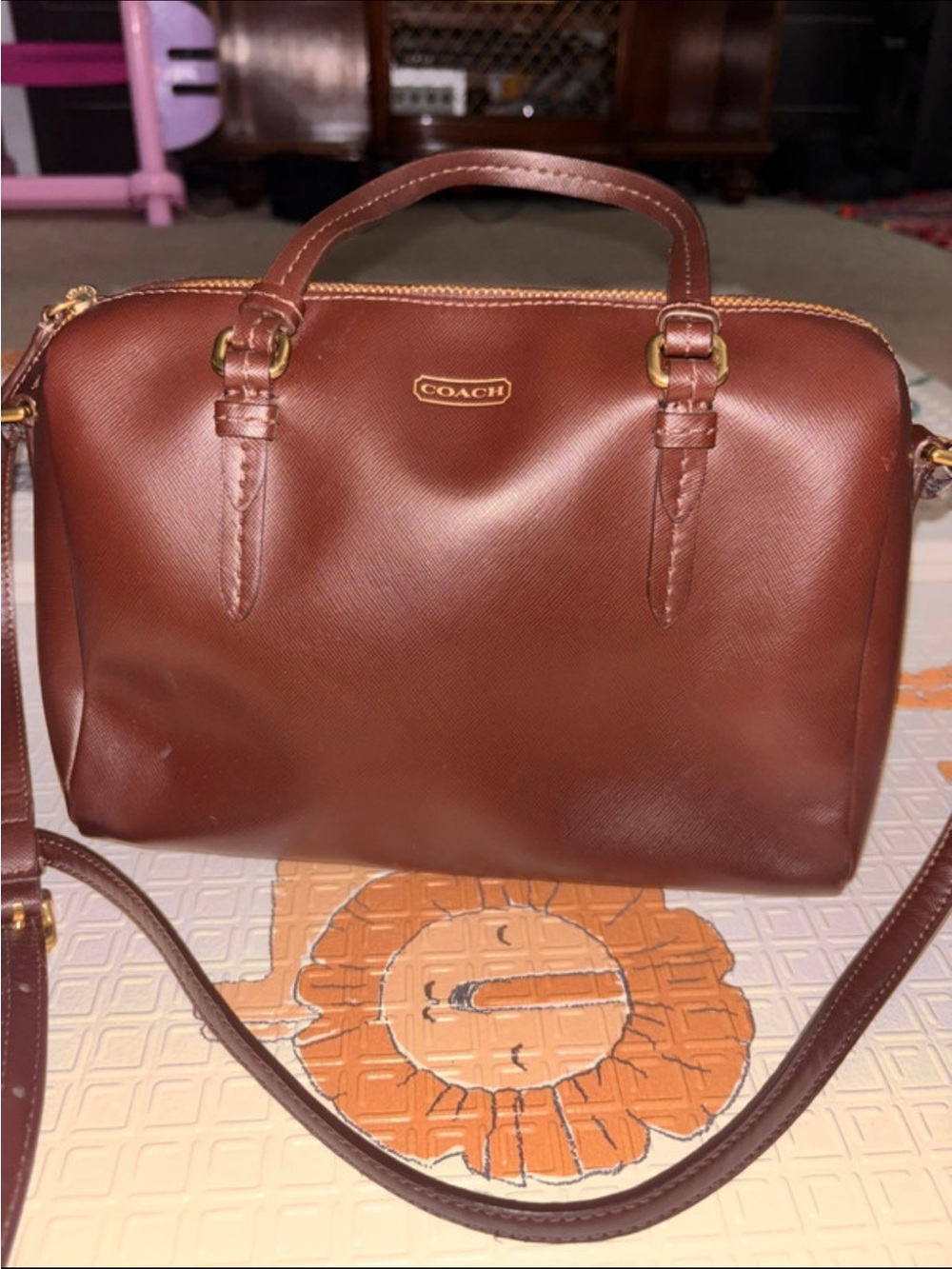 Coach Brown Leather Dome Satchel with Gold Hardware